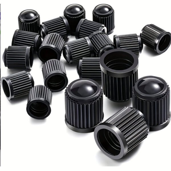 Black PE Schrader Tire Valve Caps – 2 Pieces