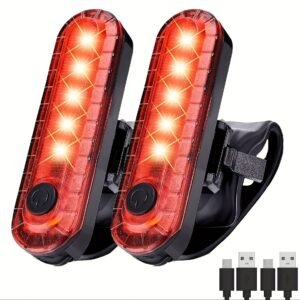 USB Rechargeable Front and Rear LED Bicycle Light Set