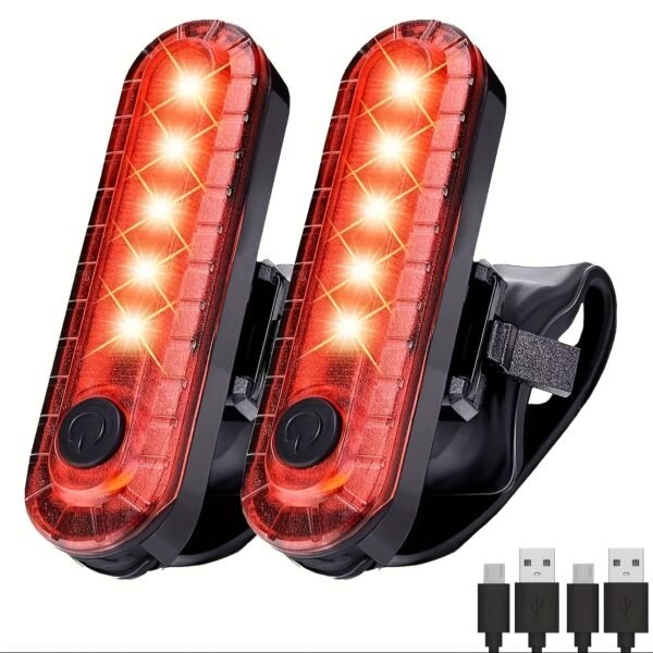 USB Rechargeable Front and Rear LED Bicycle Light Set