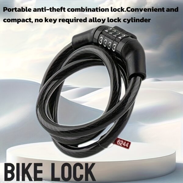 Portable 4-Digit Combination Bicycle Lock