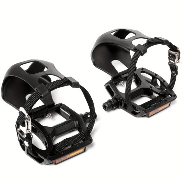 BUCKLOS Aluminium Flat Bike Pedals with Toe Clips