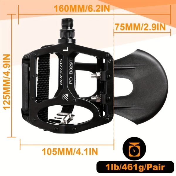 BUCKLOS Aluminium Flat Bike Pedals with Toe Clips